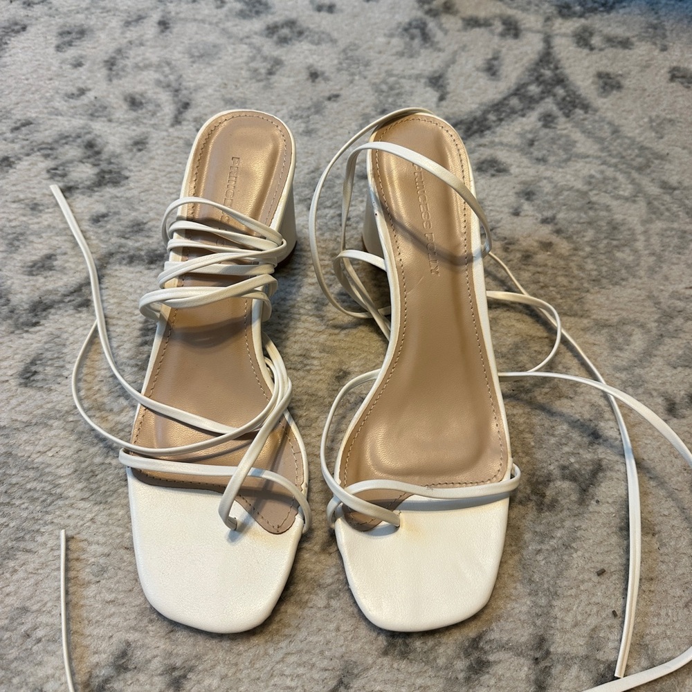 Princess Polly White Strappy Heels